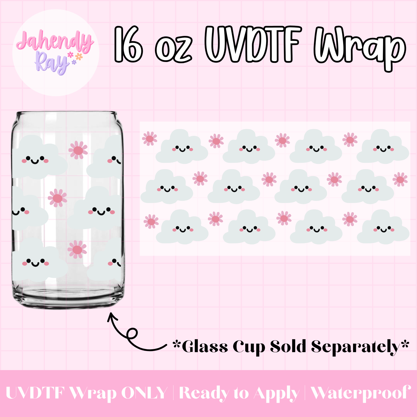 Cute Clouds- 16 oz UV DTF Cup Wrap