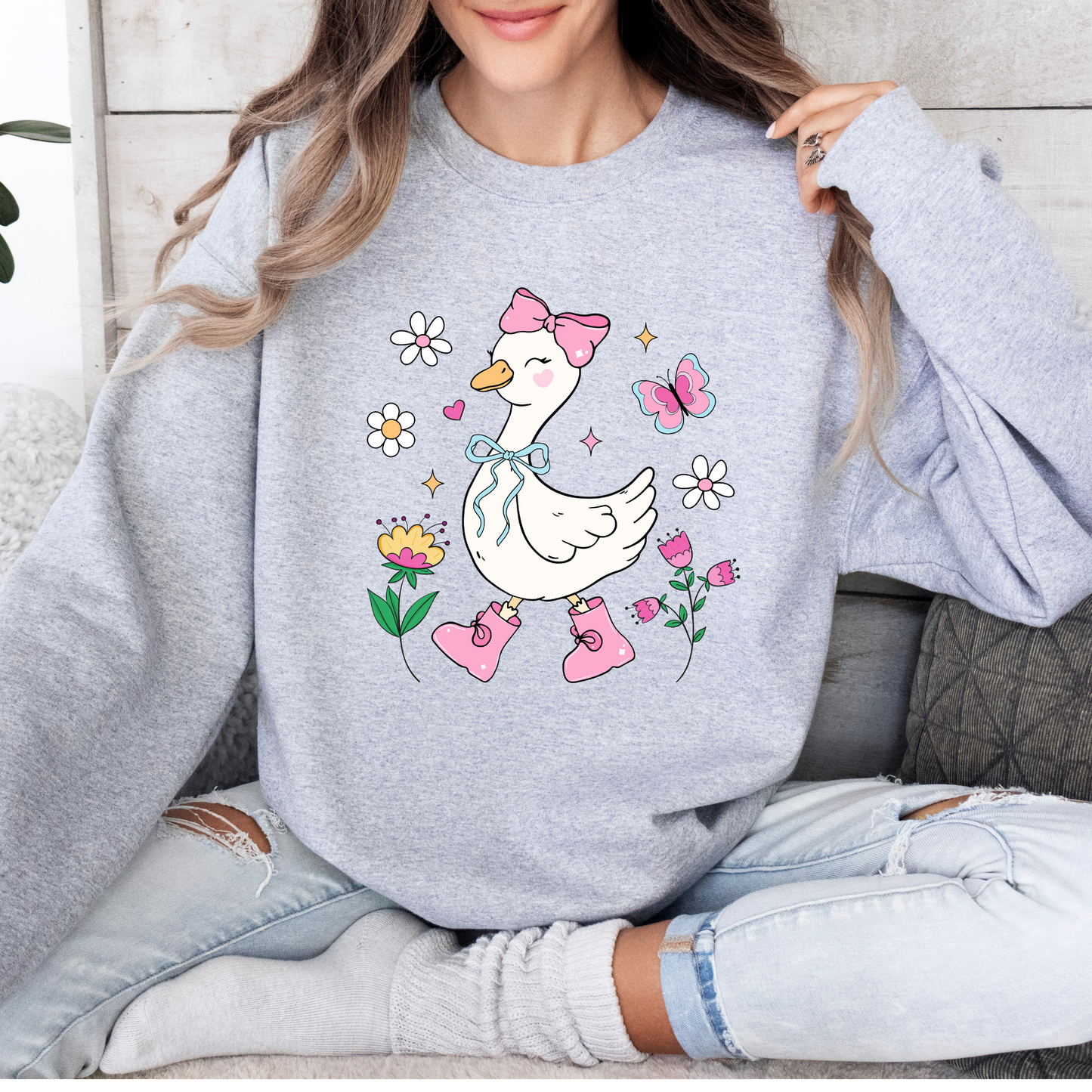 Spring Floral Goose DTF Transfer