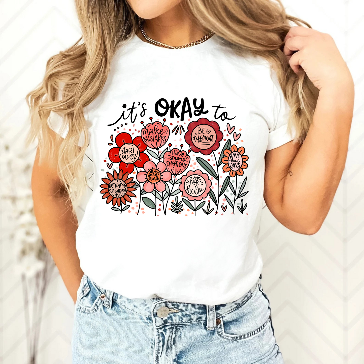 Its Okay Boho Floral DTF Transfer