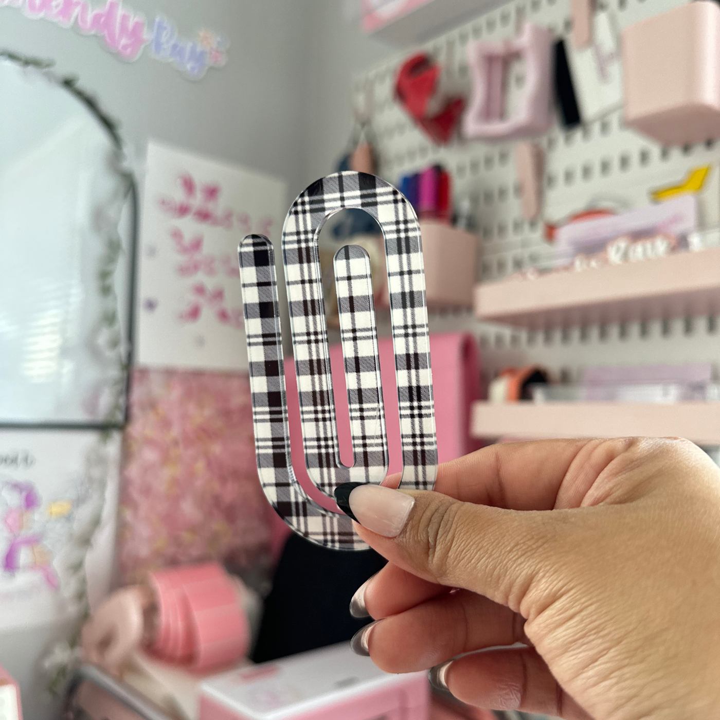 Plaid Jumbo Acrylic Paperclip