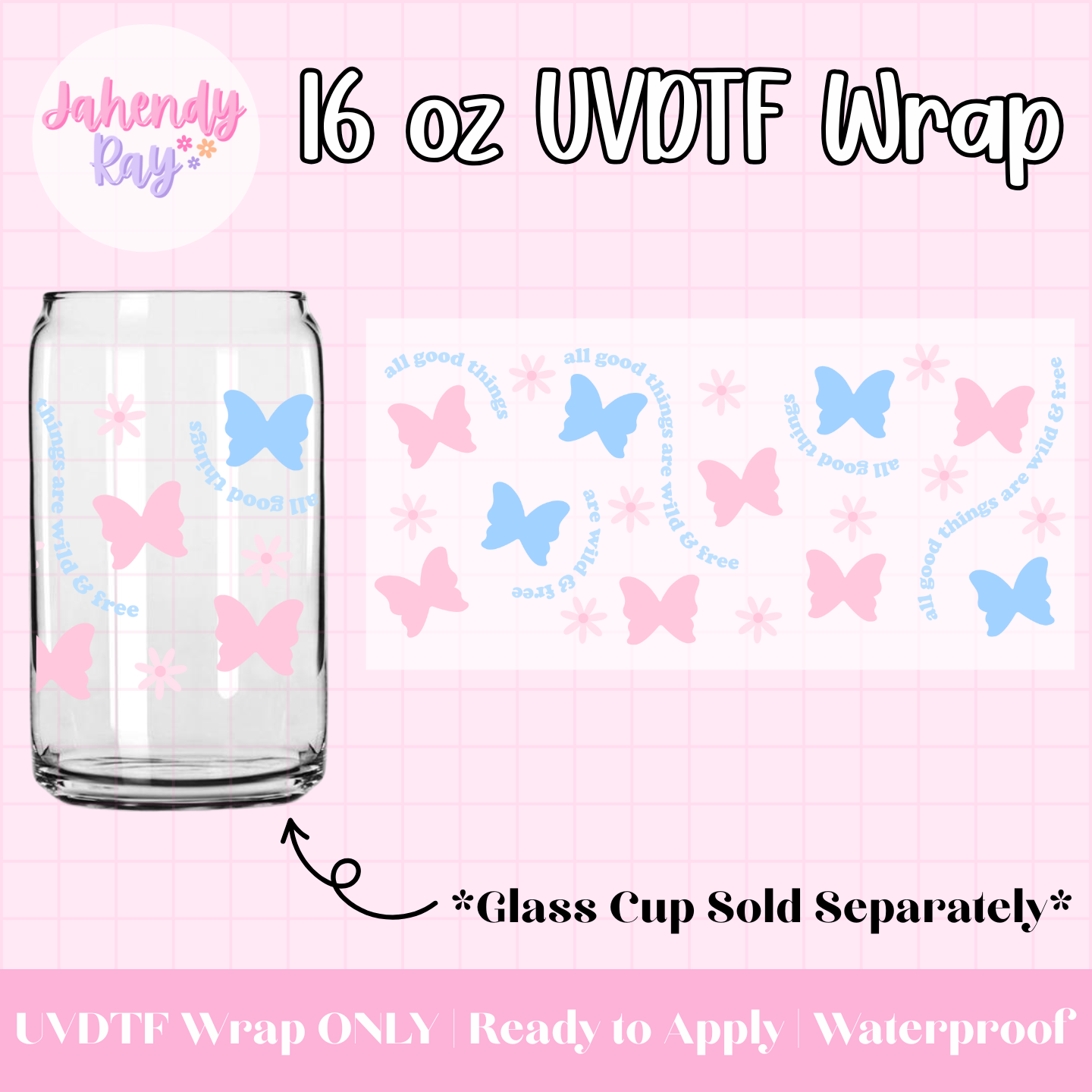 Wild & Free - 16 oz UV DTF Cup Wrap