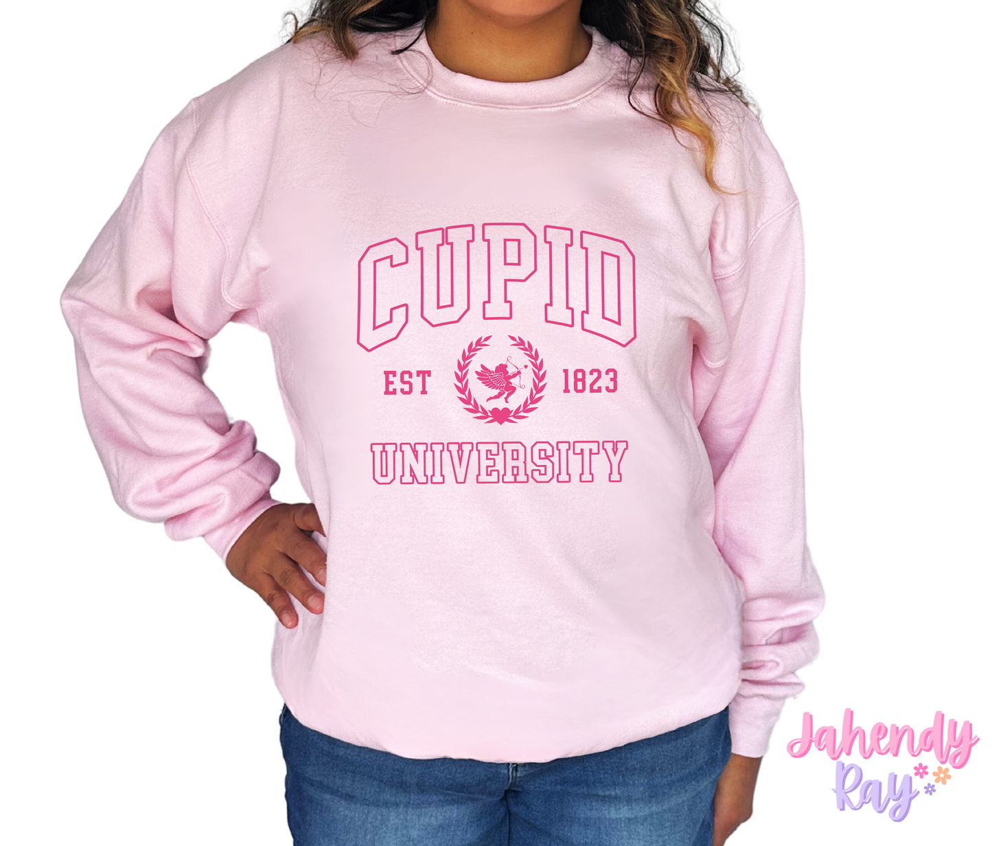 Cupid University Crewneck Sweatshirt (Pink Font)