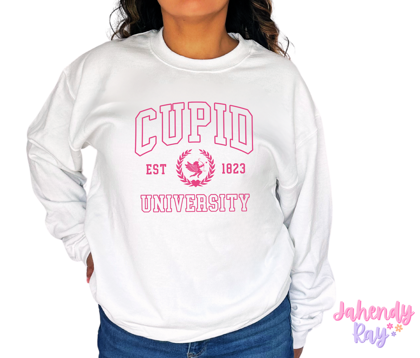 Cupid University Crewneck Sweatshirt (Pink Font)