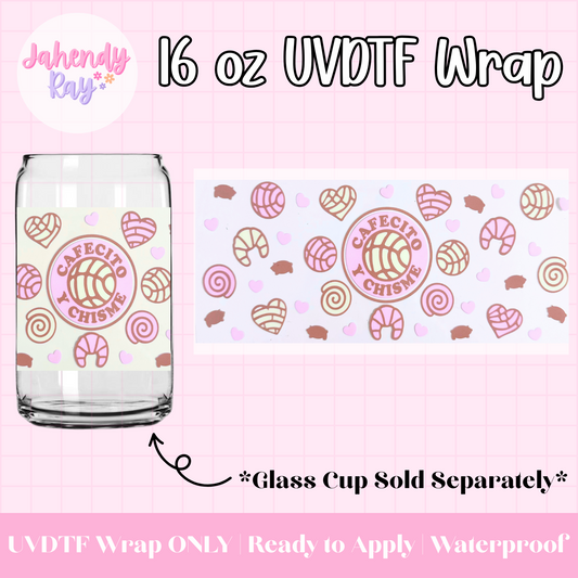 Cafecito y Chisme - 16 oz UV DTF Cup Wrap